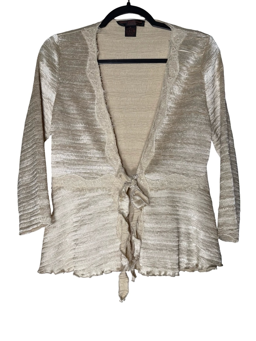 Pleats Collection Layer Medium Y2K Fairy Metallic Lace Tie Front Boho Coquette